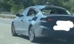 Eskişehir Çevreyolunda Hasarlı Araç Trafikte Böyle İlerledi