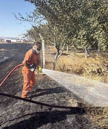 Sultandere'deki Anız Yangını Fabrikalara 200 Metre Kala Durduruldu