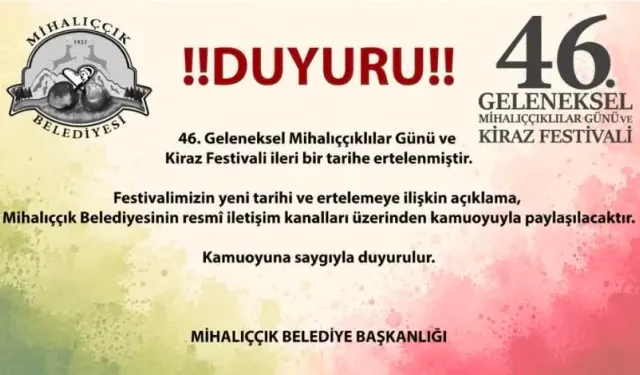 Eskişehir'de Kiraz Festivali İleri Tarihe Ertelendi