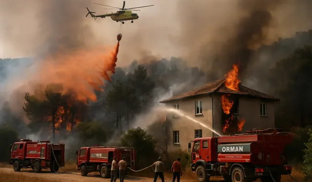 Eskişehir’de ağaçlık alanda yangın: Alevler okul lojmanına sıçradı