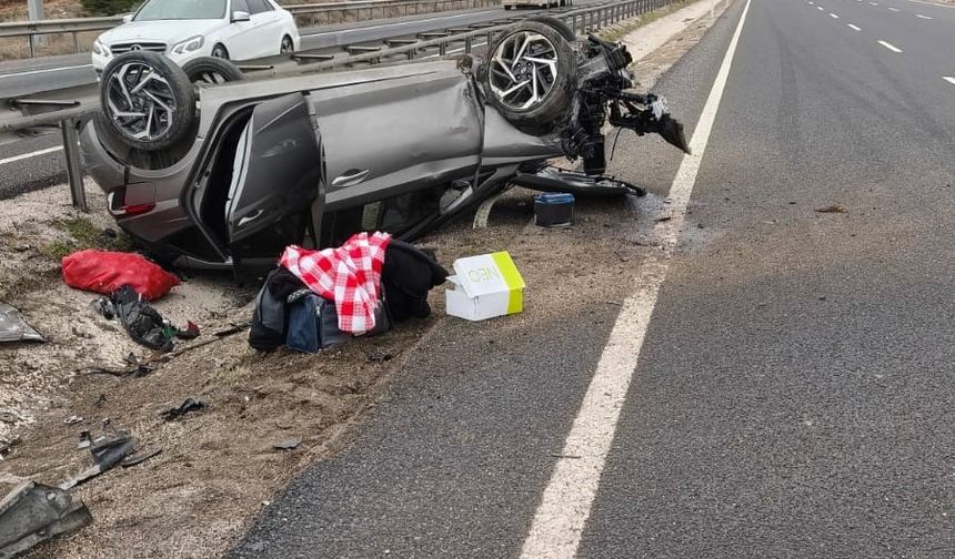 Eskişehir Trafik Kazasında Otomobil Ters Döndü: 2 Yaralı