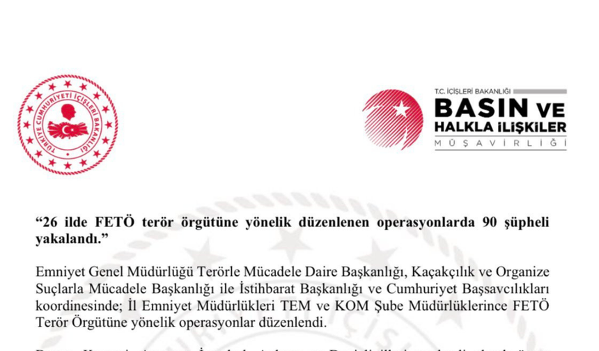 26 İli Kapsayan Dev Operasyon: 90 Şüpheli Yakalandı