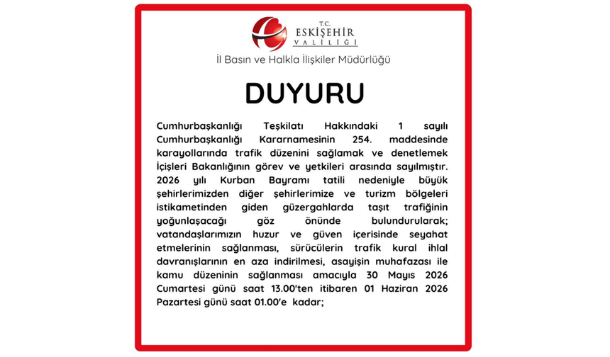 Eskişehir’de Bayram Trafiğine Sıkı Denetim