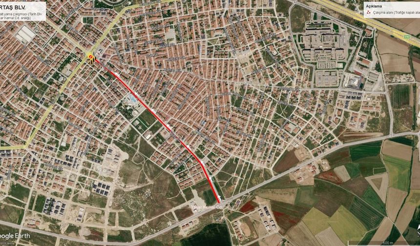 Ertaş Bulvarı Üç Etapta Gece Trafiğe Kapatılacak