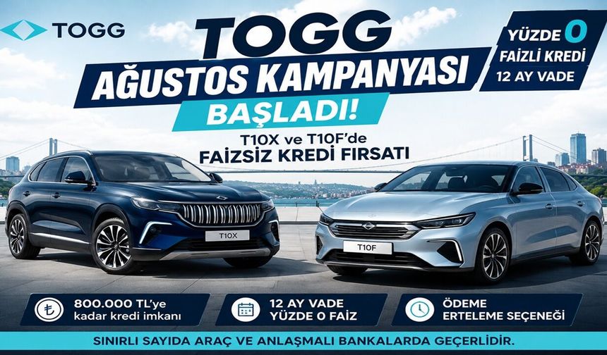 TOGG Ağustos Kampanyası Başladı! Faizsiz Kredi Fırsatı