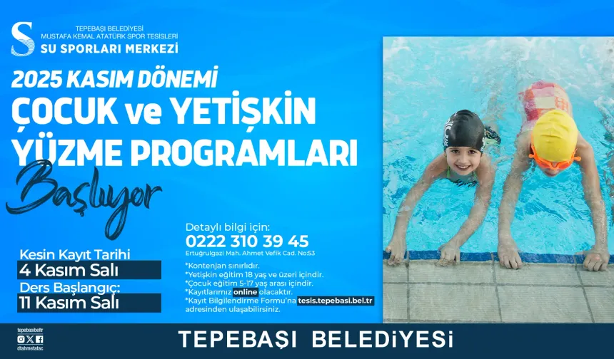 Tepebaşı Belediyesi 2025 Kasım Dönemi Yüzme Kursu Kayıtları Başladı