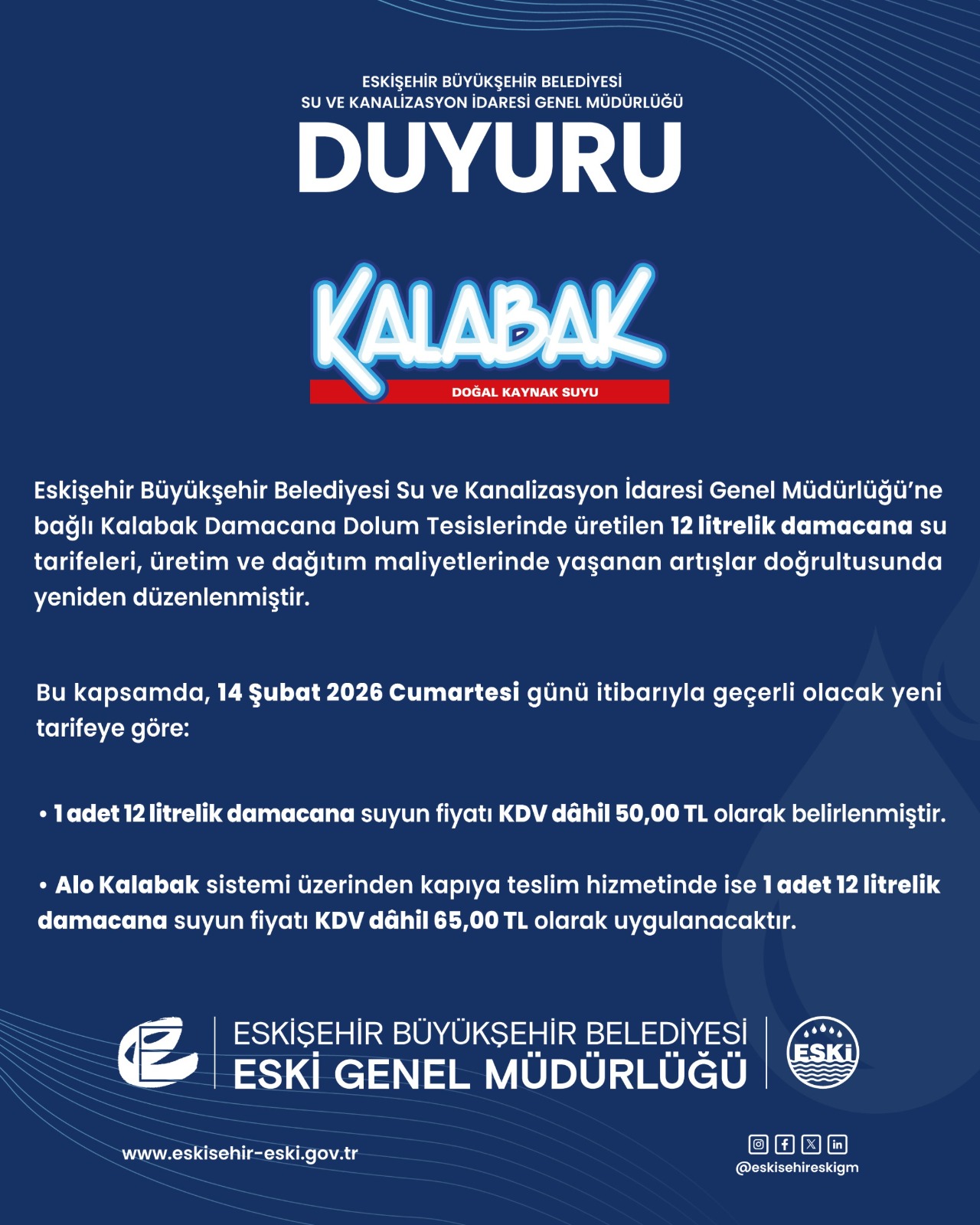 Kalabak Suya Zam Geldi! İşte Yeni Ücret (1)