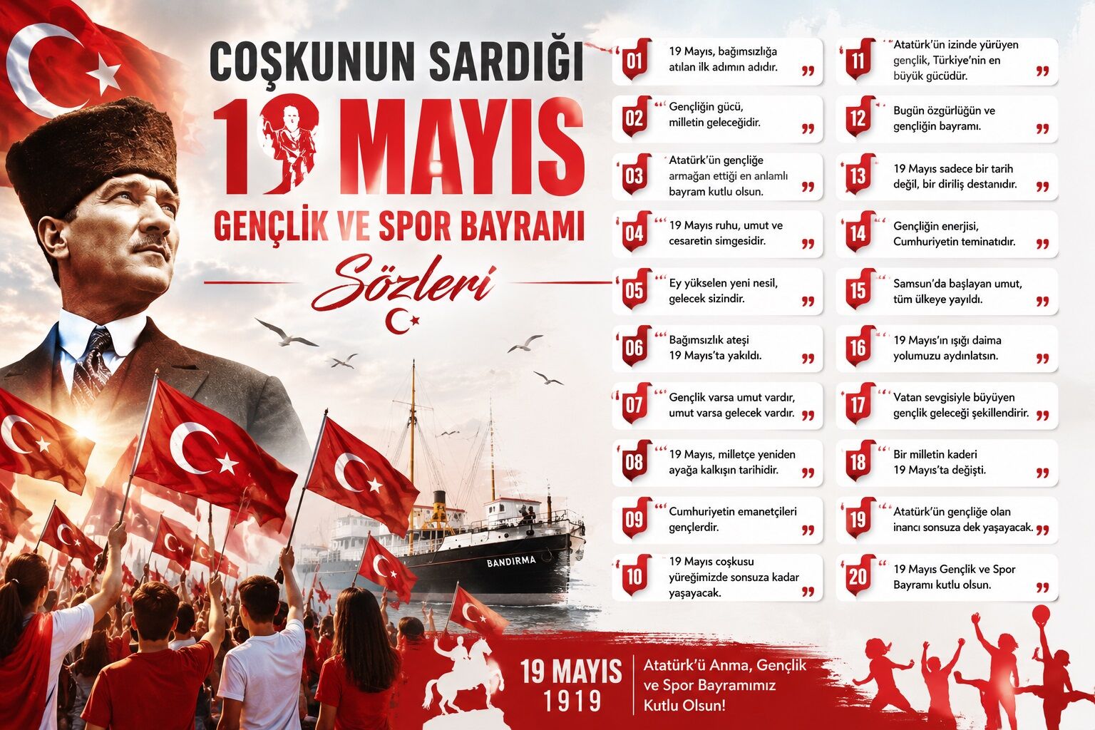 19 Mayis Genclik Ve Spor Bayrami Sozleri