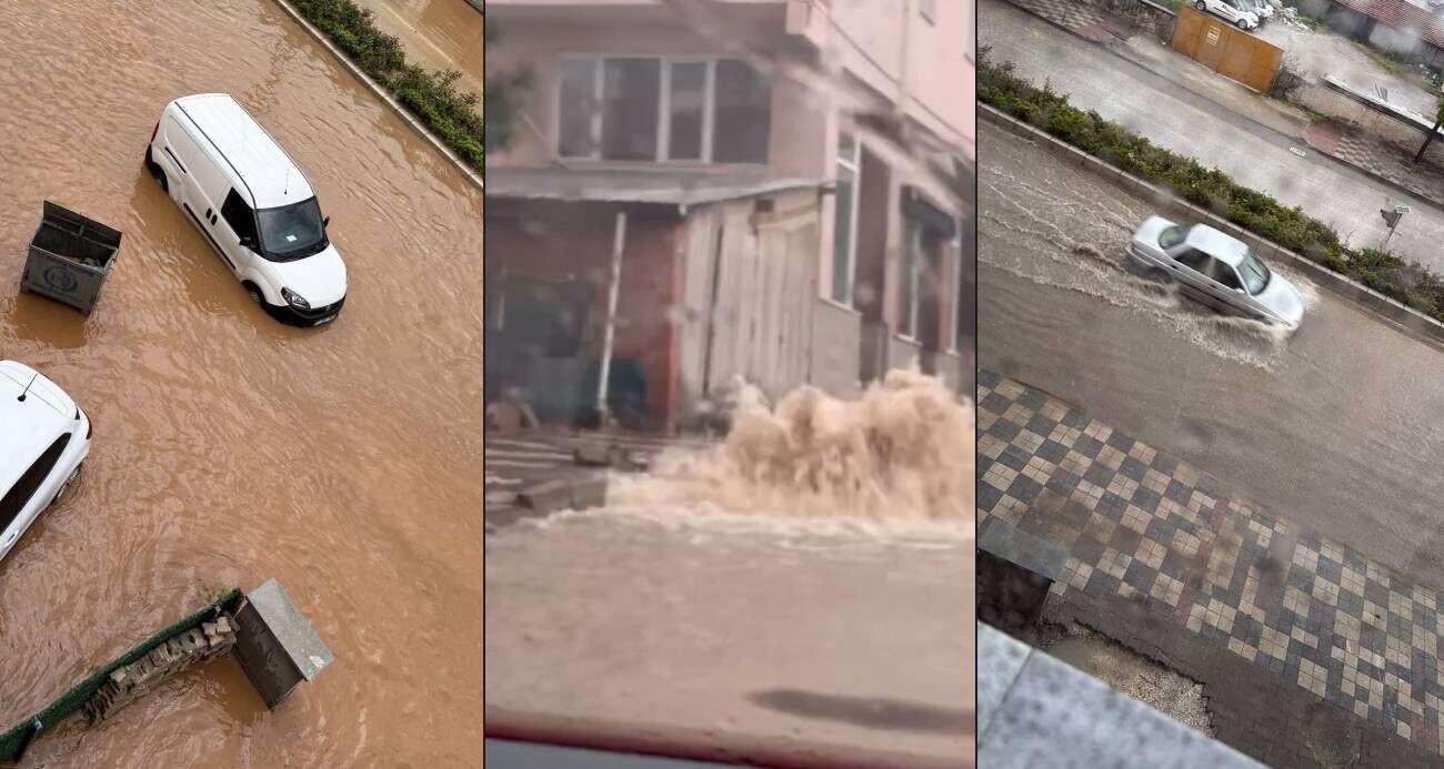 Sağanak Sonrası O İlçede Yollar Sular Altında Kaldı