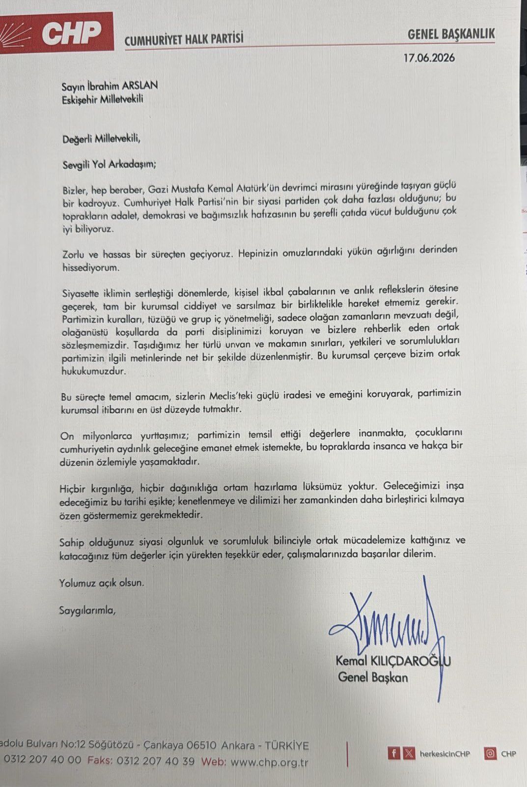 Chp'li Arslan “Chp’nin İhtiyacı Mektup Değil Kurultay”-1
