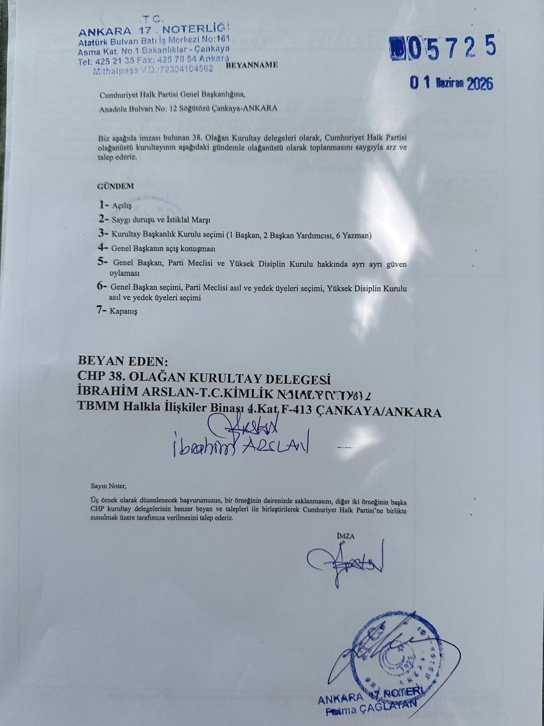 Milletvekili Arslan Olağanüstü Kurultay İçin İmza Verdi-1