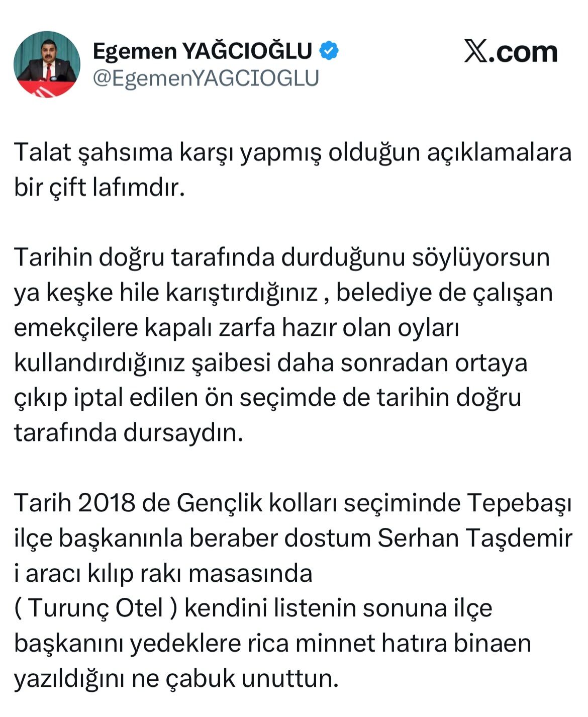 Yağcıoğlu’ndan Yalaz’a “Tarihin Doğru Tarafında Mıydın” (1)